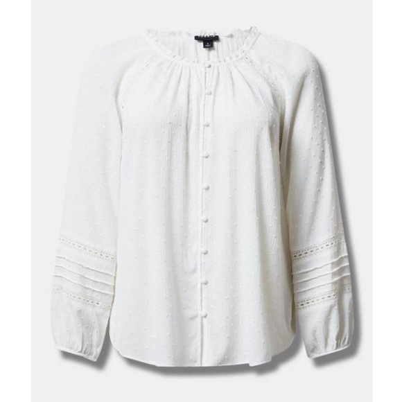 NWT- Torrid Timeless White Gauze Lace Inset Blouse - Picture 4 of 4